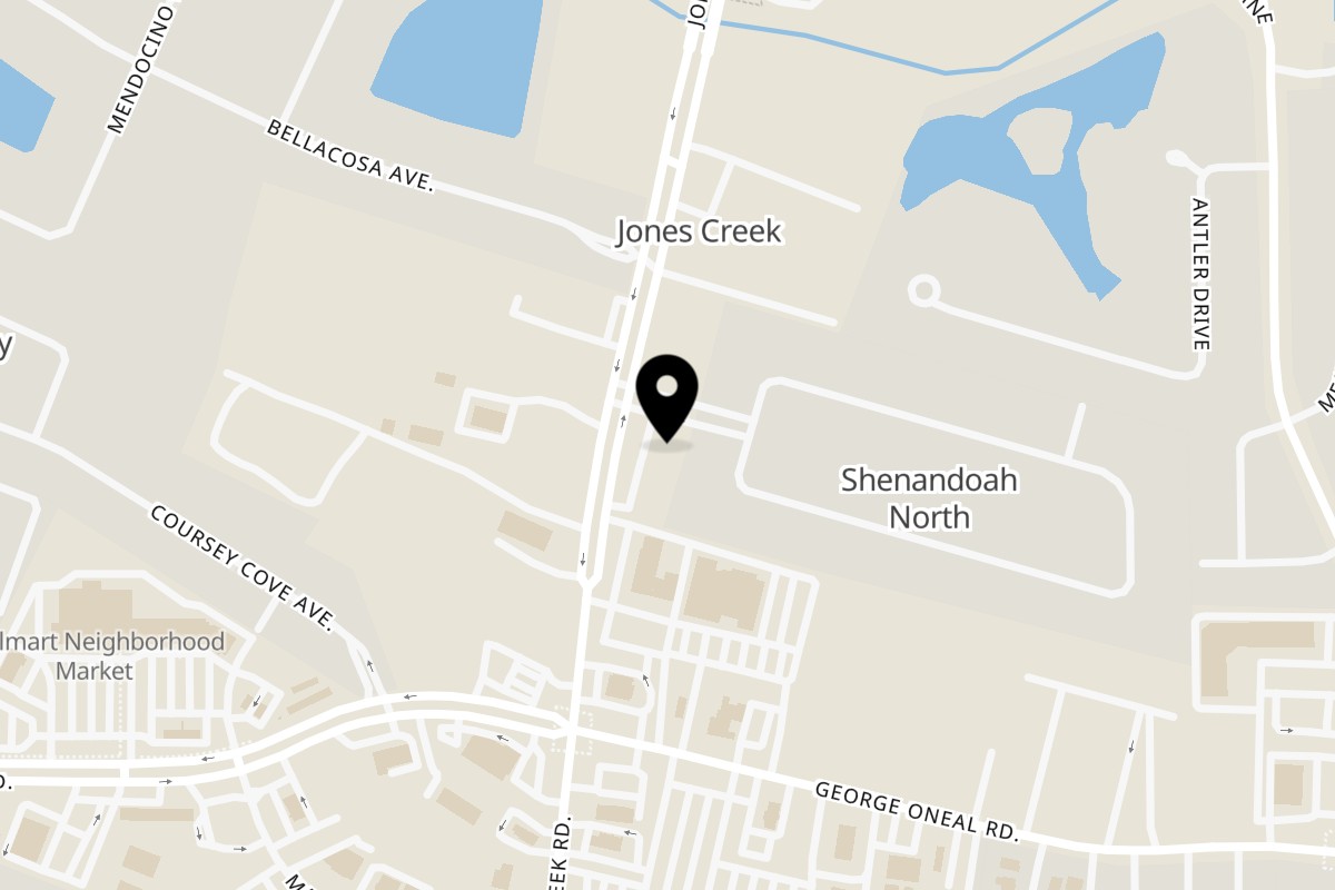 Map showing the location of Ahuuas Mexican Restaurant on 4733 Jones Creek Rd in Baton Rouge